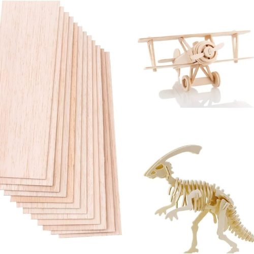 12 Pack Balsa Wood Sheets 1/16 x 4 x 12 Inch Natural Wood Color Unfinished Wood for DIY Crafts Make Models of House Airplane Ship Boat DIY Wooden Plate Model,School Projects 300x100x1.5mm