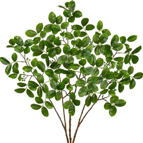 3PCS Artificial Greenery Stems Faux Branches for Vase Fake Lagerstroemia Leaves Branches 28.7 Inch Plants Leaf Bushes for Floral Arrangement Bouquets Party Wedding Wall Home Decor Green