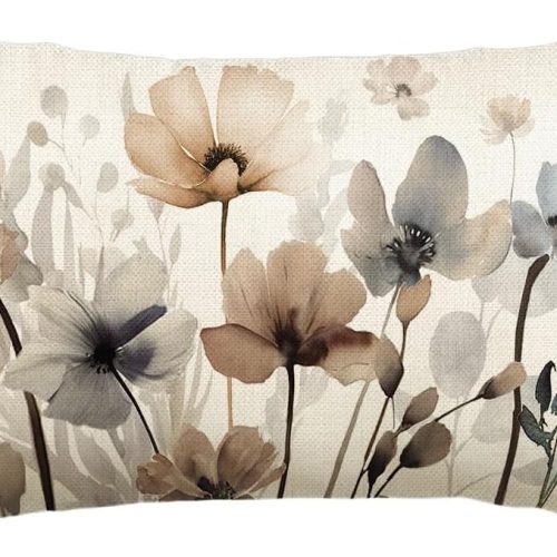 colorlife Poppy Flowers Chinoiserie Fall Throw Pillow Cover, 12 x 20 Inch Seasonal Leaves Cushion Case Decoration for Sofa Couch Farmhouse