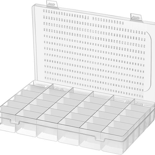 1 Embroidery Floss Organizer Box Set, Includes Compartments Cross Stitch Organizer Box, Plastic Floss Bobbins and 1790 Number Stickers for Thread Sewing, 4 Sets(36 Grids,100 Pcs)