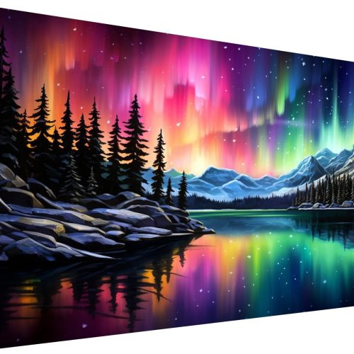 1 Northern Lights Diamond Art Painting Kits for Adults-5D Large Size Aurora Diamond Art Painting for Beginners, DIY Round Full Drill Aurora Landscape Gem Art Crafts Kits 27.6x15.8in