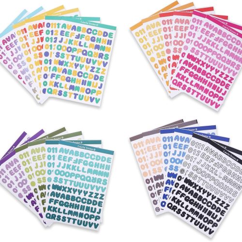 1 2400 Pieces Small Colorful Vinyl Letter Stickers, 24 Sheets Self Adhesive Mini Alphabet Stickers, 0.5 inch Numbers Letters Labels DIY Crafts Art Making, Used for Cards, Notebook Decor