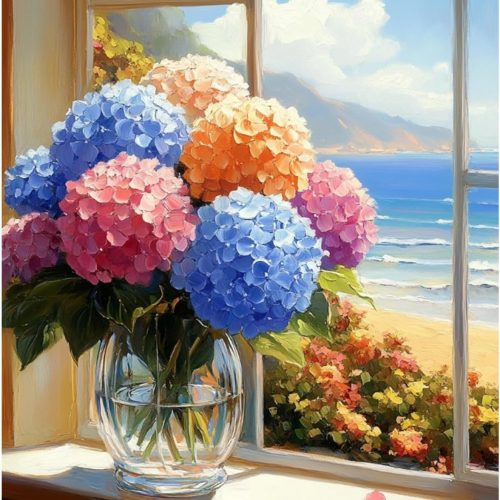 1 Flowers Paint by Numbers Kit for Adults, Hydrangea Paint by Number for Adults, Adult Paint by Number Kits for Gifts and Home Wall Decor 16x20 Inch