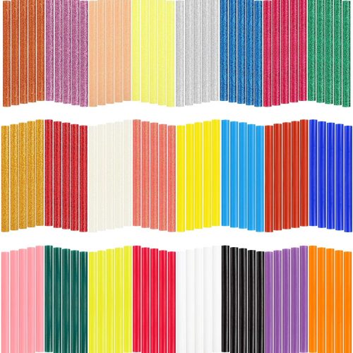 1 120pcs Colored Glue Sticks - 0.28" x 3.9", Mini Size Melt Hot Glue Sticks in 24 Colors, 60pcs Colored + 60pcs Glitter, Multipurpose for Art Craft Project, General Repair, Bonding, Sealing