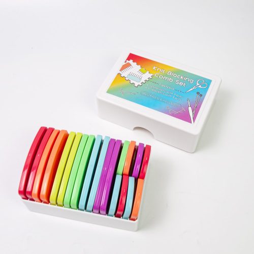 1 Knit Blockers & Pins Kit 20Pcs Colorful Knit Blocking Combs for Blocking Knitting, Crochet, Lace or Needlework Projects Tool Device (Rainbow)