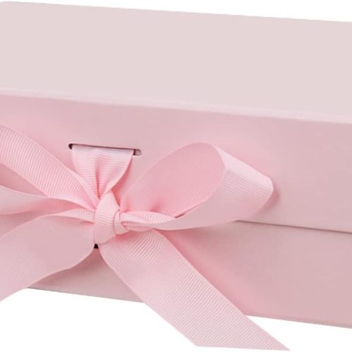 1 10.5"X7.5"X3.1" Pink Magnetic Gift Box with Lid and Ribbon for Presents