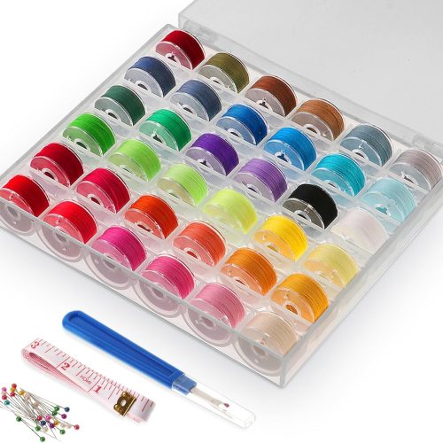 1 36 Colors Bobbin Thread Set with Case - Prewound Class15 Bobbin for Singer/Brother/Janome/Embroidery Machines