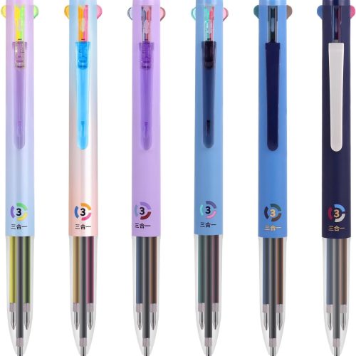 1 6Pack Multicolor Pens,0.5mm 3-in-1Multicolor Gel Ink Pen,18 Colors Retractable Gel Ink Pens for Office, School Supplies (Multicolor)
