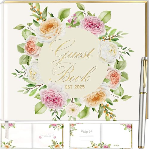 1 Wedding Guest Book with Pen and Stickers Included, Custom Guest Book Design 2025, Guest Book Wedding Reception Size7.2" x 9.2", Beautiful Wedding Guest Book Alternative, Thick Paper Wedding Signs