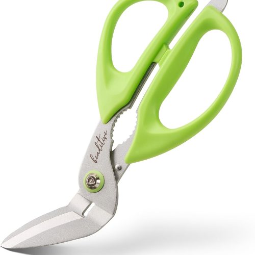 1 Heavy Duty Multipurpose Angled Craft Scissors 7" - Japanese Stainless Steel, Serrated Blade - Craft Shears for Cardboard, Plastic, Leather, Fabrics, and Packaging