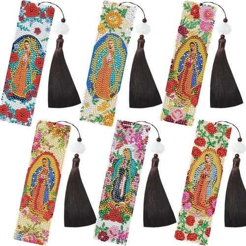 1 Religious Diamond Painting Bookmarks - 6 PCS Guadalupe Diamond Art Bookmarks Kit DIY Bookmark Christmas Christian Inspirational Gifts for Beginner Book Lover Adults Arts Craft Supplies