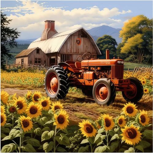 1 Farm Life Diamond Painting Kits for Adults, Rural Scenery Diamond Art for Beginners, 5D DIY Full Drill Round Gem Art Craft Home Wall Decor Gift 12x12 inch