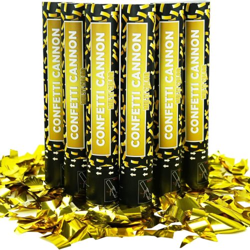 Confetti Cannon Gold Party Poppers - 6 Pack 12 Inch Confetti Poppers for Wedding Celebration Birthday Party Celebration Baby Shower Decorations Christmas New Year Graduation