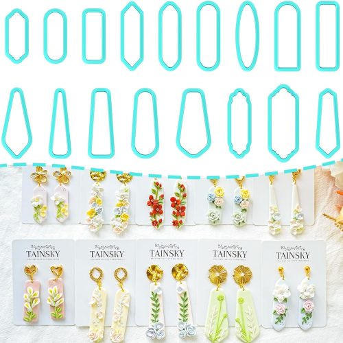 Long Dangle Shape Clay Cutters, 17 Shapes Polymer Clay Cutters for Earrings Making, Long Rectangle Shape Polymer Clay Cutters, Basic Clay Cutters for Polymer Clay Jewelry