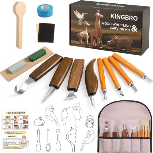 1 20 PCS Wood Carving Kit for Beginners, Whittling Kit for Beginner and Kids, Wood Carving Tools with Safety Protection. 8 pcs Whittling Knife Wood Carving Set with 2 pcs Custom Sticker