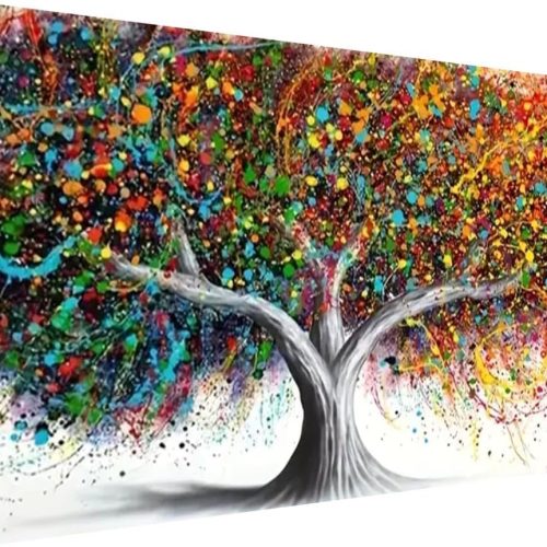 1 5D Tree Diamond Painting, Diamond Painting Tree Kits for Adults,Colorful Tree DIY Full Drill Crystal Rhinestone Arts and Crafts, Gem Art Paints with Diamond Home Wall Decor 27.5 X 15.7inch
