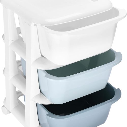 3 Drawer Storage Cart with Wheels – Green Rolling Organizer – Versatile Storage Drawers for Clothes, Office, Crafts & More – 21x14x14 inch Drawer Unit with Durable Construction