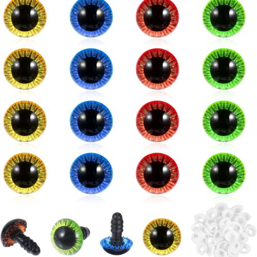 40pcs 11mm Crochet Safety Eyes for Amigurumis Multicolor Crochet Eyes Craft Eyes with Sturdy Washers Stuffed Animal Eyes for Crochet Plastic Plush Eyes for DIY Puppet Crochet Animals Bears Doll Making