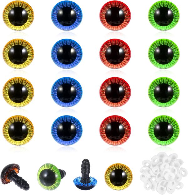 1 40pcs 11mm Crochet Safety Eyes for Amigurumis Multicolor Crochet Eyes Craft Eyes with Sturdy Washers Stuffed Animal Eyes for Crochet Plastic Plush Eyes for DIY Puppet Crochet Animals Bears Doll Making