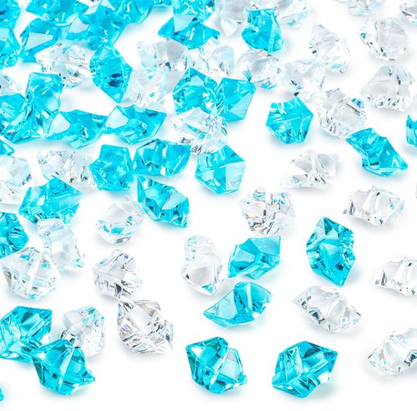 1 150PCS Fake Ice, Vase Filler Mixed Blue Fake Ice Rocks, Acrylic Crystals for Crafts Table Scatter Wedding Party Aquarium Tank Decorations