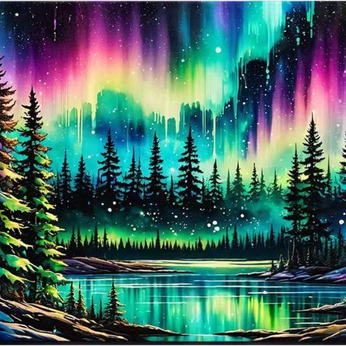 Diamond Painting Kits for Adults Beginners 5D Diamond Art Kits with Round Diamonds Gem Art Full Drill Aurora Painting for Home Wall Decor Gifts 12x16inch