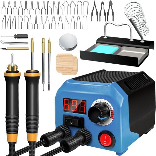 LH55-Z2-NS2 Wood Burning Tool 200~750℃, Wood Burning kit with Digital Thermometer Temperature Adjustable Temperature, 2 pyrographic Wood Burning pen Simultaneous heating, 36 pen tips