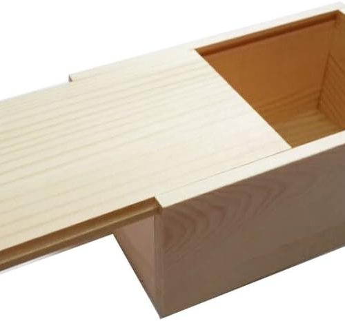 Wooden Unfinished Storage Box with Slide Top