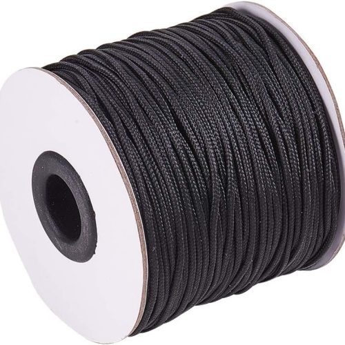 1.5mm 100 Yards Black Nylon Cord Wind Chime Cord Replacement Lift Shade Blind String for Windows Roman Rollers Repair Gardening Plant Waist Beading String for Bracelet Lanyard