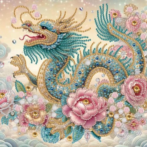 5D Special Shape Diamond Art Kits for Beginners, Diamond Painting Kits for Adults Dragon, Crystal Rhinestones Diamond Painting for Home Wall Decoration Gift 12×12inch/30×30cm, Animal