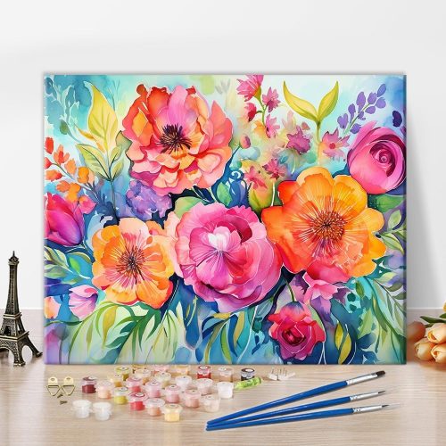 Flower Paint by Numbers Adult Paint by Number Floral Kids Paint by Number Kits Canvas DIY Oil Painting for Adults Kids Paint by Number Adult Paint by Number Kits Home Decor, 16 x20 Inch