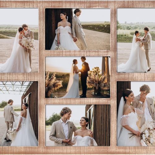 4x6 Picture Frame Collage for Wall Decor, Multiple Photo Collage Frames with Tempered Glass, 7-Opening for 4 x 6 Picture Frames, Rustic Brown, 1 Pack