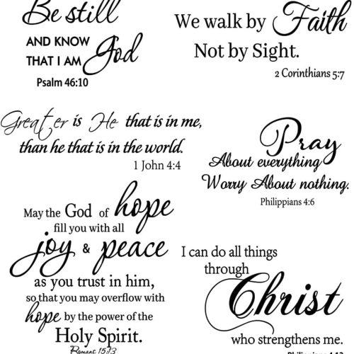 Inspirational Quote Wall Decals Religious Bible Verse Wall Stickers Peel and Stick Motivational Wall Decal for Bedroom Living Room Kitchen Dinning Office Bathroom.