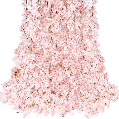 1 Cherry Blossom Garland Artificial Cherry Flower Vines 10 Pack Hanging Silk Flowers Garland for Home Wedding Garden Party Arch Office Decor (Pink)
