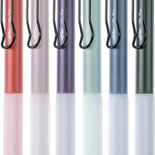 Retractable Gel Pens, 6 Pack, Vintage Barrels, Black Gel Pens Fine Point 0.5mm, Fast Dry