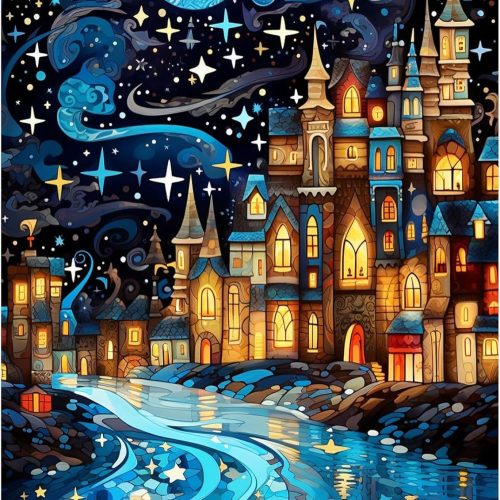 Diamond Art Kits for Adults, 5D DIY Starry Night Diamond Painting Kits for Adults Beginners, Diamond Dots Kits Gem Arts Crafts for Home Wall Decor 12x16 Inch