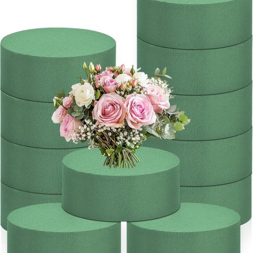 24 PCS Round Floral Foam Blocks,Green Wet Foam Block,Dry Floral Foam,Wet Florist Block Flower Arrangement Supplies for Wedding Aisle Flowers,Arty Decoration,Party