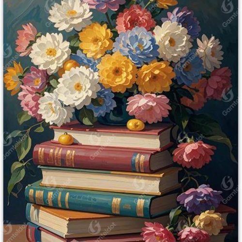 1 Diamond Art Kits for Adults - 12x16 Inch 5D Full Drill DIY Book Diamond Art Diamond Painting,Book Flowers Diamond Dots Gem Art Crafts for Home Decor and Gift