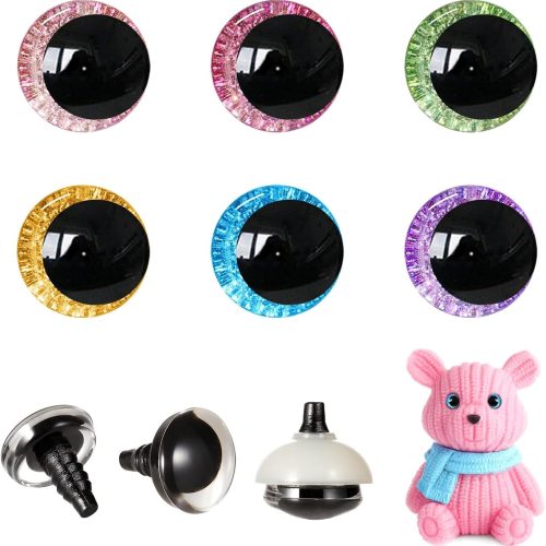 120pcs 18mm 3D Glitter Safety Eyes for Crocheting with Bowl Washers Moon Crochet Amigurumi Eyes for Crochet Animals Craft Doll Eyes Stuffed Crochet Eyes for Crafts Gift for Crochet Lovers