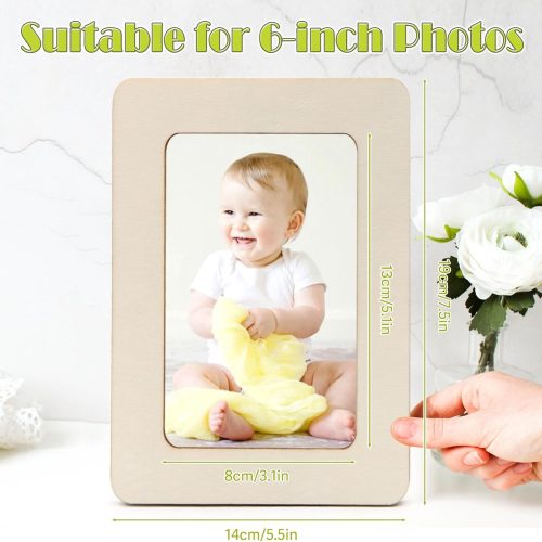 24 Pcs Picture Frame Painting Craft Kit, DIY Unfinished Wooden Photo Frames with Painting Tools Set, Hearts Stars Eva Stickers, Resin Accessories for Kids Craft, Paint and Decorate (24)