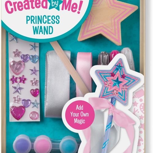 Created by Me! Wooden Princess Wand, Arts & Crafts Kit with Paint, Glitter Stickers, Ribbons & More, Princess Toys for Kids 4+