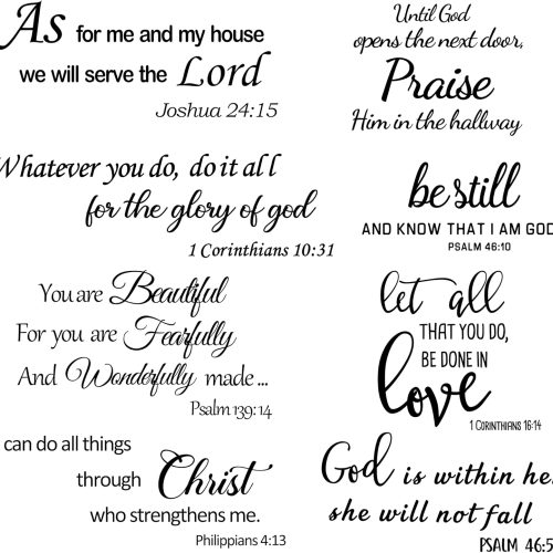 Bible Verse Wall Decals Inspirational Wall Decals Quotes Christian Scripture Religious Wall Stickers Peel and Stick Motivational Decal Postive Saying Wall Stickers for Women Family Home Bedroom Decor