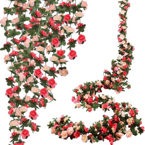 10 Pcs 82FT Flower Garland, Artificial Rose Garland Flowers Plants Fake Flower Hanging Rose Ivy, Birthday Party Valentine's Day Wedding Wall Arch Decor