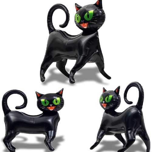 3pcs Black Cat Balloon, 3D Standing Cat Balloon for 70s 80s 90s Party Decorations, 2000s Disco Party Decor, Halloween Wicked Party Decorations
