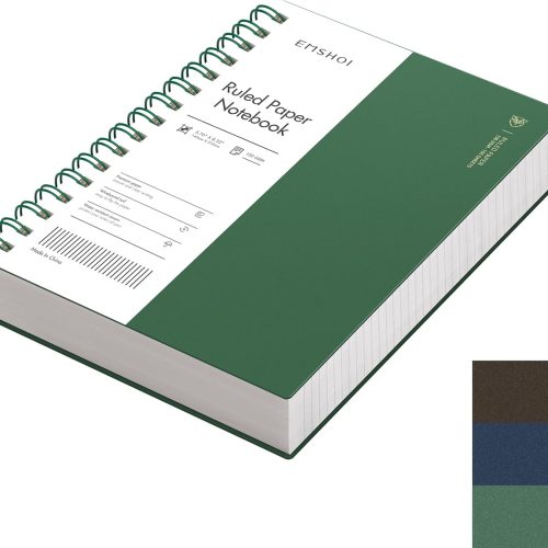 A5 Spiral Notebook College Ruled Lined Journal, Small 5.7" X 8.22", 300 Pages/150 Sheets, 100gsm Thick Paper, Waterproof Hardcover, for Office School Women Men Work Writing Notes, Green