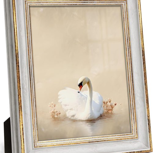 8x10 Picture Frame Vintage Picture Frames Antique Retro White Gold Edge Photo Frame Gallery Wall Hanging Tabletop Display for Home Decor Birthday Gifts for Grandma Mom