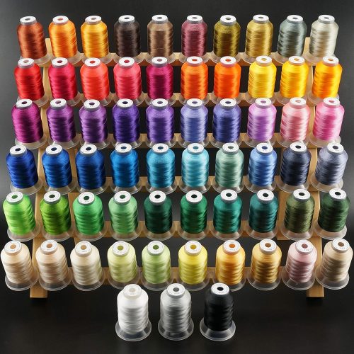 63 Colors Compatible with Brother Polyester Embroidery Machine Thread Kit 500M (550Y) Each Spool Compatible with Brother Babylock Janome Singer Pfaff Bernina Embroidery Sewing Machine