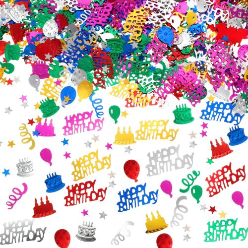3000 Pieces Happy Birthday Confetti Birthday Party Cake Confetti Metallic Foil Balloon Table Scatter Decorations for Carnival Baby Shower DIY Arts and Crafting
