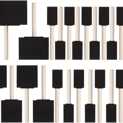 1 24 Pcs Foam Paint Brushes Set, 1'',2'',3'',4'', Sponge Paint Brush, Wooden Handles Foam Brush for Painting, Craft, Staining, Varnish, Touch Up, Art, Acrylics