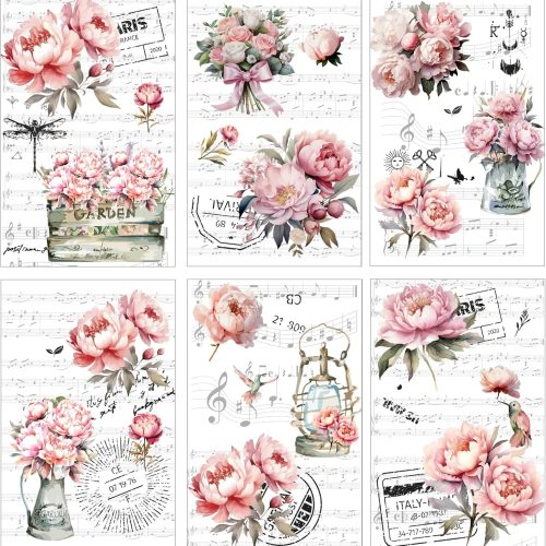 Rub on Transfers for Furniture Crafts Stickers - 6 Sheets Vintage Floral Rub on Transfer Stickers Furniture Crafts Music Symbols Flower Decals for Wood Door Window DIY Home Decor 11.8 x 8.2 Inch