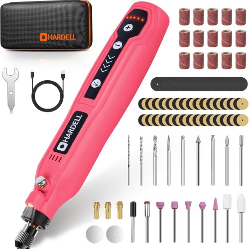 Mini Cordless Rotary Tool, 5-Speed 3.7V Rechargeable Rotary Tool Kit with 36Accessories, USB Charging Multi-Purpose DIY Tool for Sanding, Polishing, Drilling, Engraving, Woodworking(Pink 36)